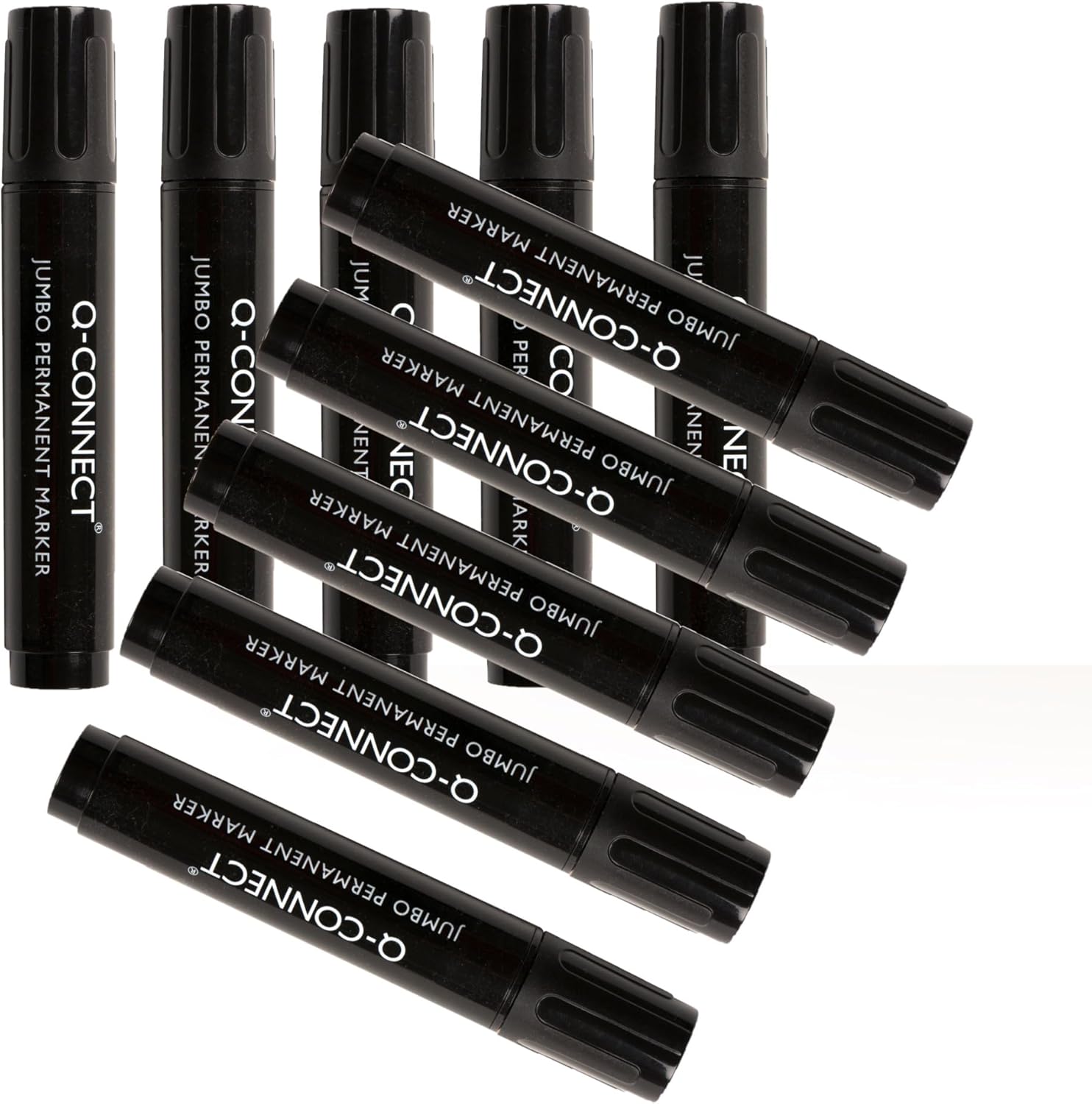 Q-Connect Jumbo Permanent Marker Pen Chisel Tip KF00270 - Black, Pack of 10