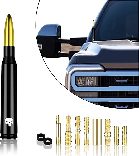 NHHC Antena de aleación de aluminio para automóvil compatible con Dodge Ford Toyota Jeep GMC accesorios de repuesto para camión repuesto de antena