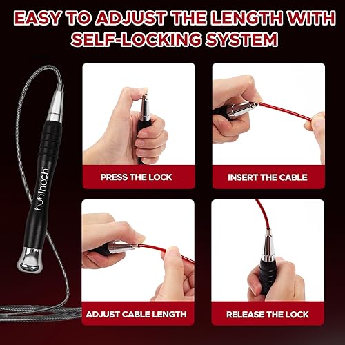 Miniatura 3 de Cuerda de saltar de alta velocidad Diseño autobloqueante sin tornillo, cuerda de saltar pesada, rotación rápida de 360, diseño texturizado