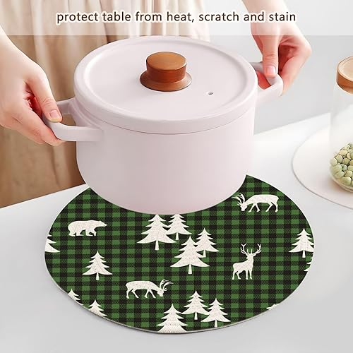 Miniatura 5 de 3 Pcs Pot Holder Trivet Mats for Hot Pots and Pans 15in Cotton Thread Weave Pots Pans Set Holder for Bowl Protecting Table Buffalo Plaid