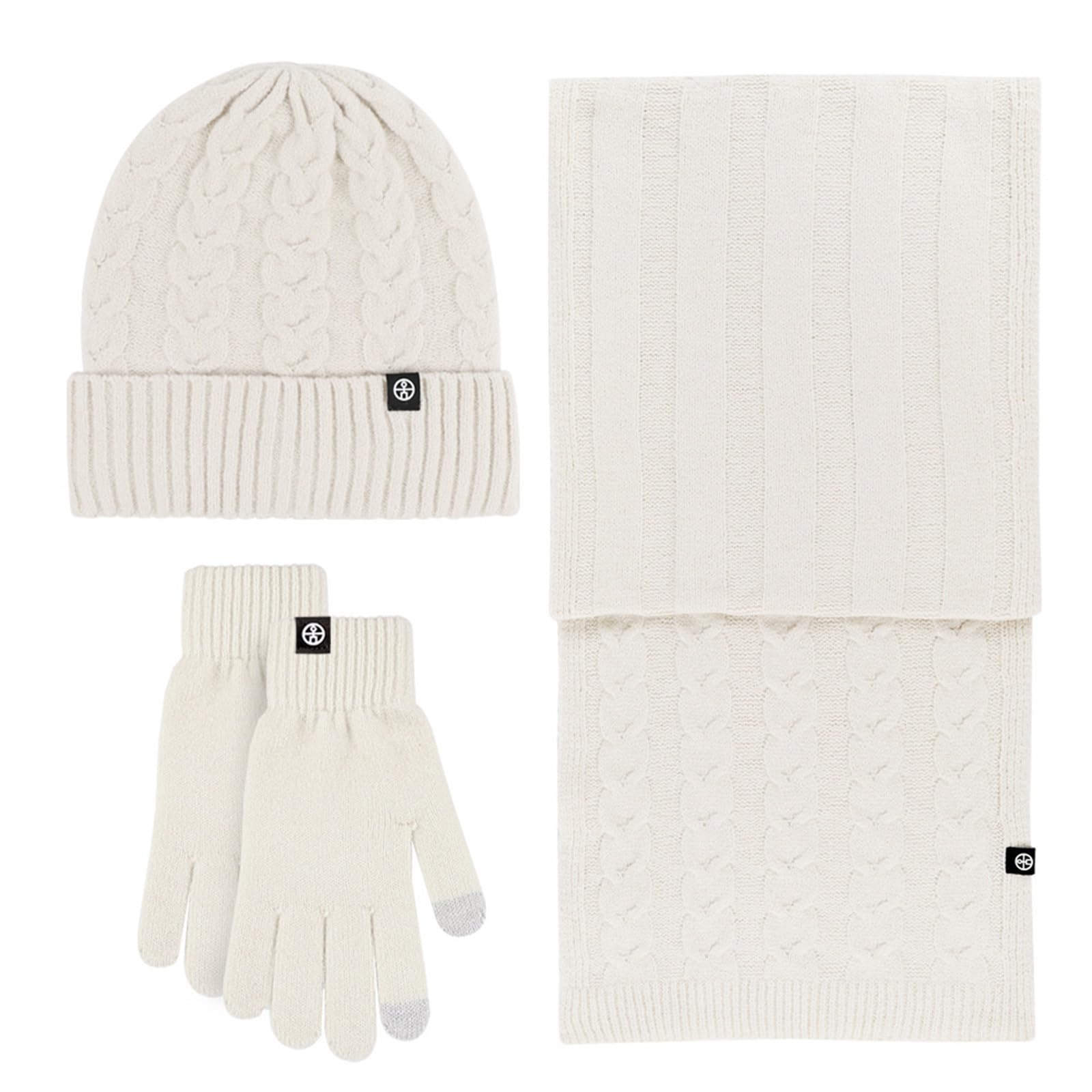 Ensemble Bonnet Echarpe Gant Femme Avec Écharpe À Pompon Gants Et Cache-Oreilles Extensible Pour Homme Moto Running Ski Snowboard Cagoule Laine Tour De Cou
