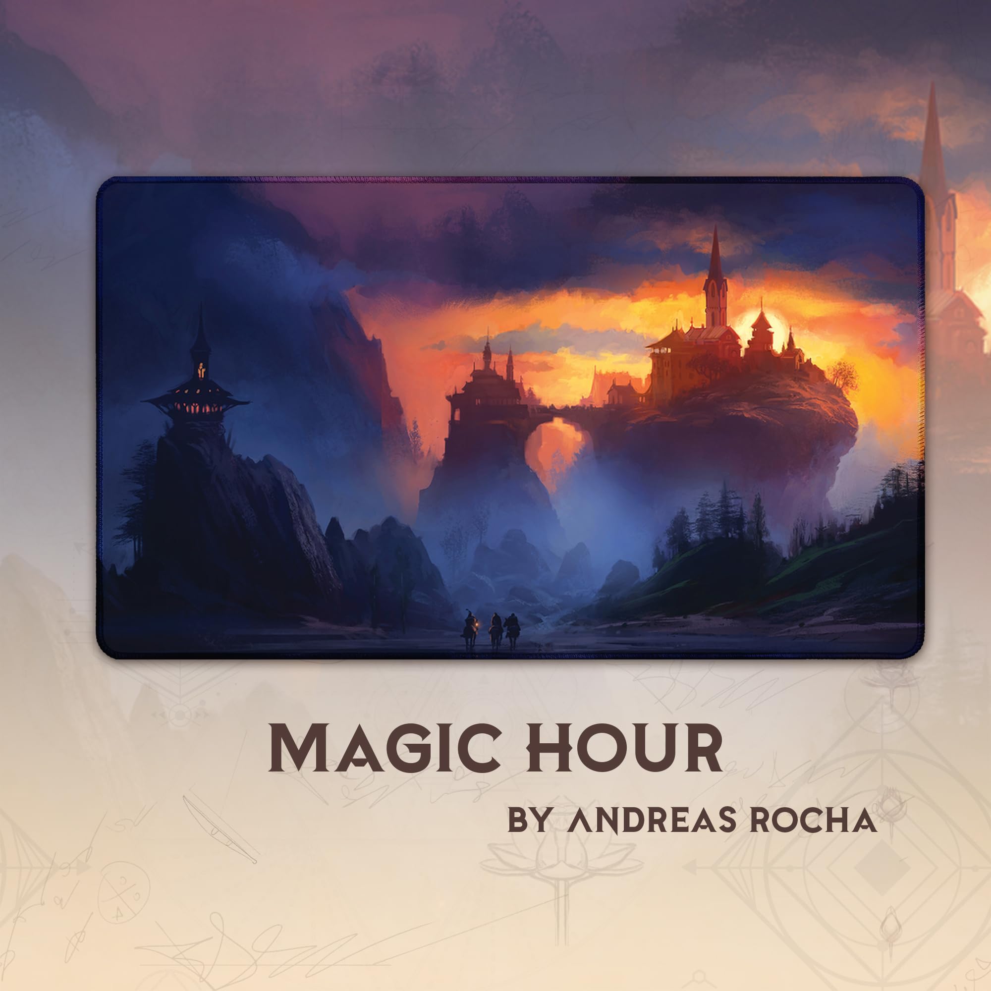 Tcg Playmat Paramint Magic Hour (Stitched) - By Andreas Rocha - Compatible With Magic The Gathering Playmat - Play MTG, YuGiOh, TCG - Original Play Mat Art Designs & Accessories Mtg Playmat