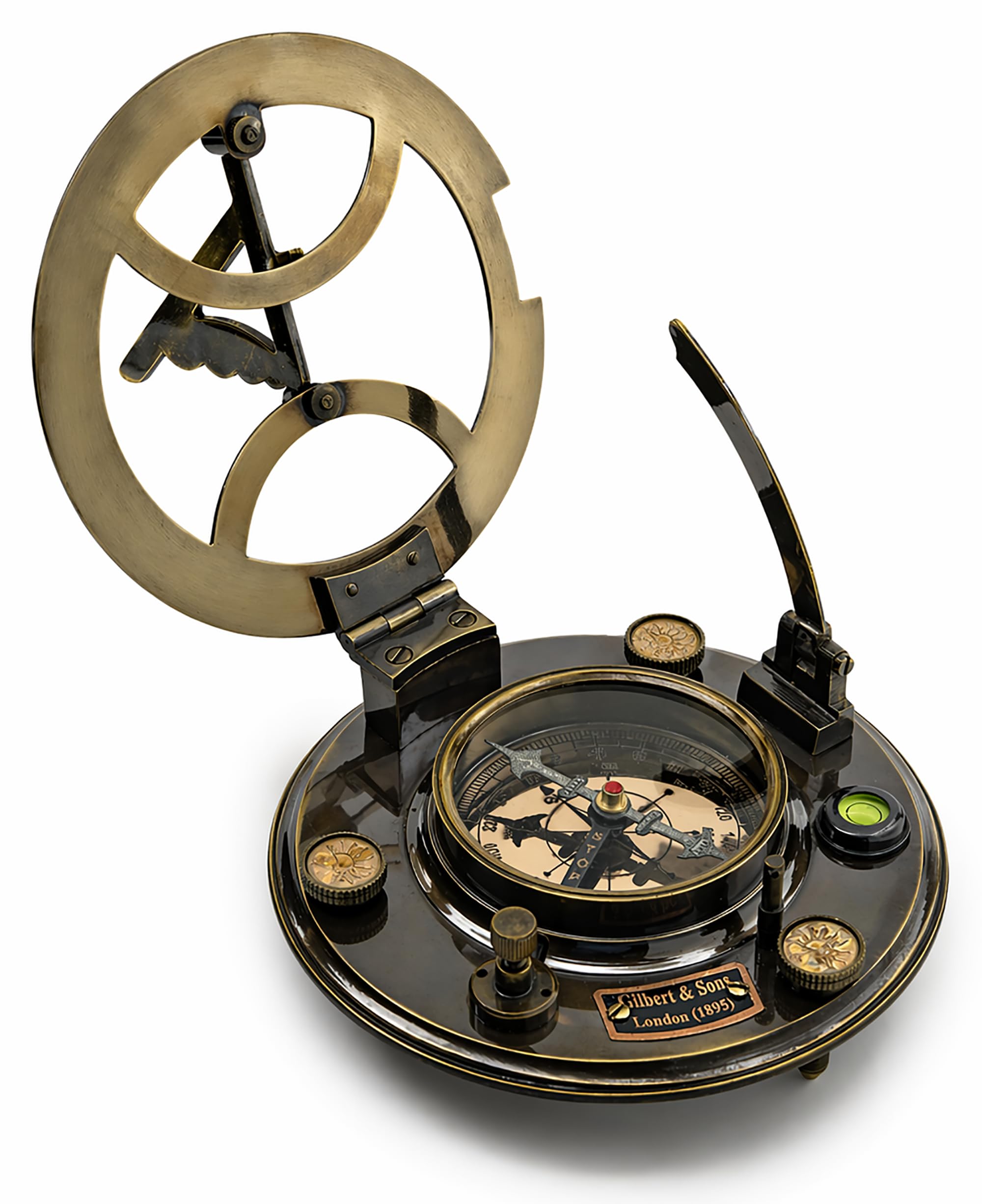 Antique Maritime Decor: Personalized Pocket Sundial Compass - Nautical Decor for Home, for Him, Copper Sailboat Accessories, Engraved Compass Gift