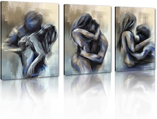 Novatique Black and White Sexy Painting Wall Decor Abstract Woman Canvas Wall Art Nude Couples Poster Print Sexy Art Picture Couples Artwork for Bedroom Bathroom, 12"x16"x3Pcs