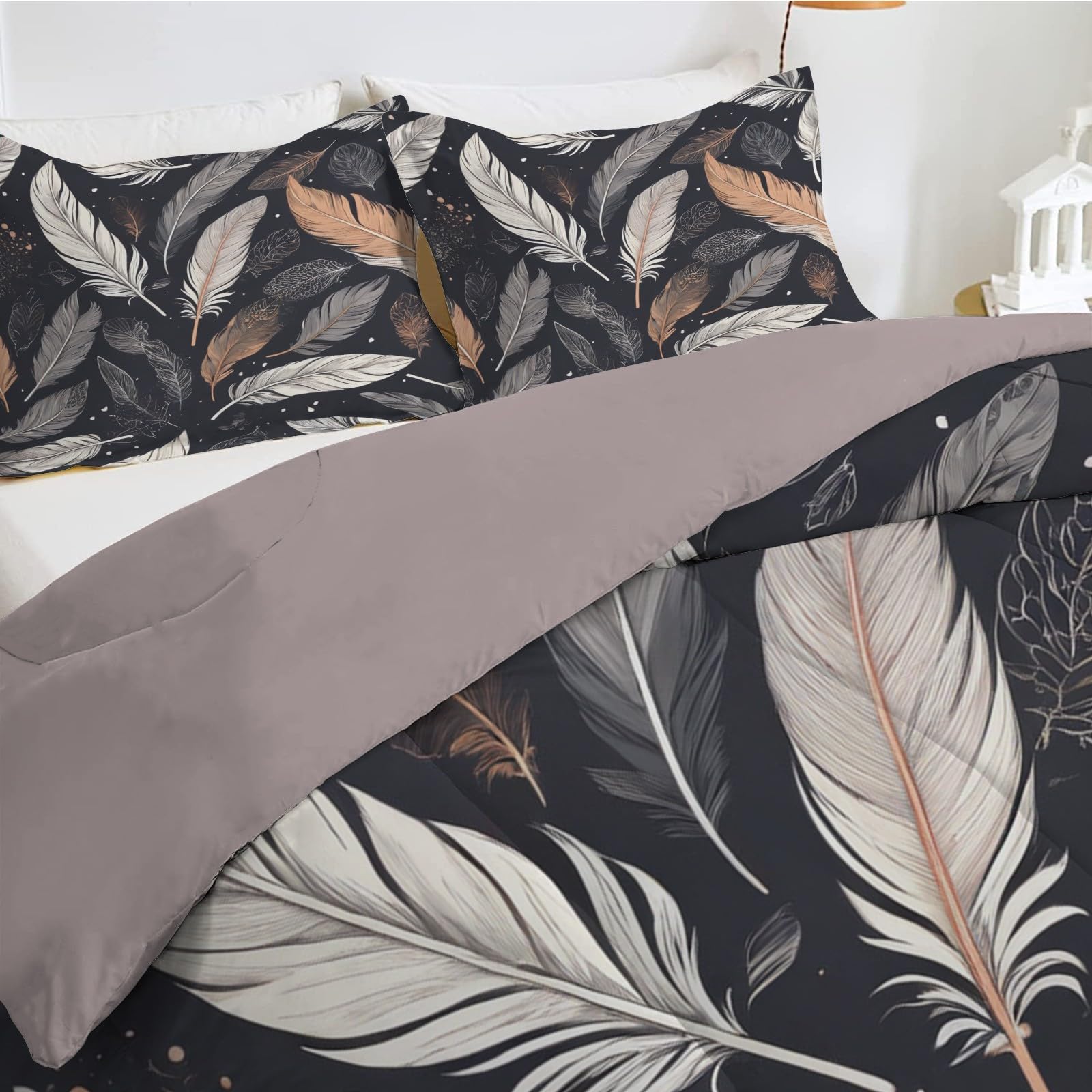 Couette 240x260 Bohême, Couette Imprimée 2 Personnes, Couette Plume Réversible sans Housse, Lavable en Machine, Couette 4 Saisons Légère Chaud avec 2 Taies d'oreiller, D533