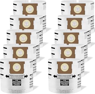 10 Pack Vacuum 90661 Type E Replacement Bags for Shop Vac 5-8 Gallon Vacuum 90661,Type E-9066100,906-611,9066133,Type H-90671,9067100 Disposable Collection Filter Bags