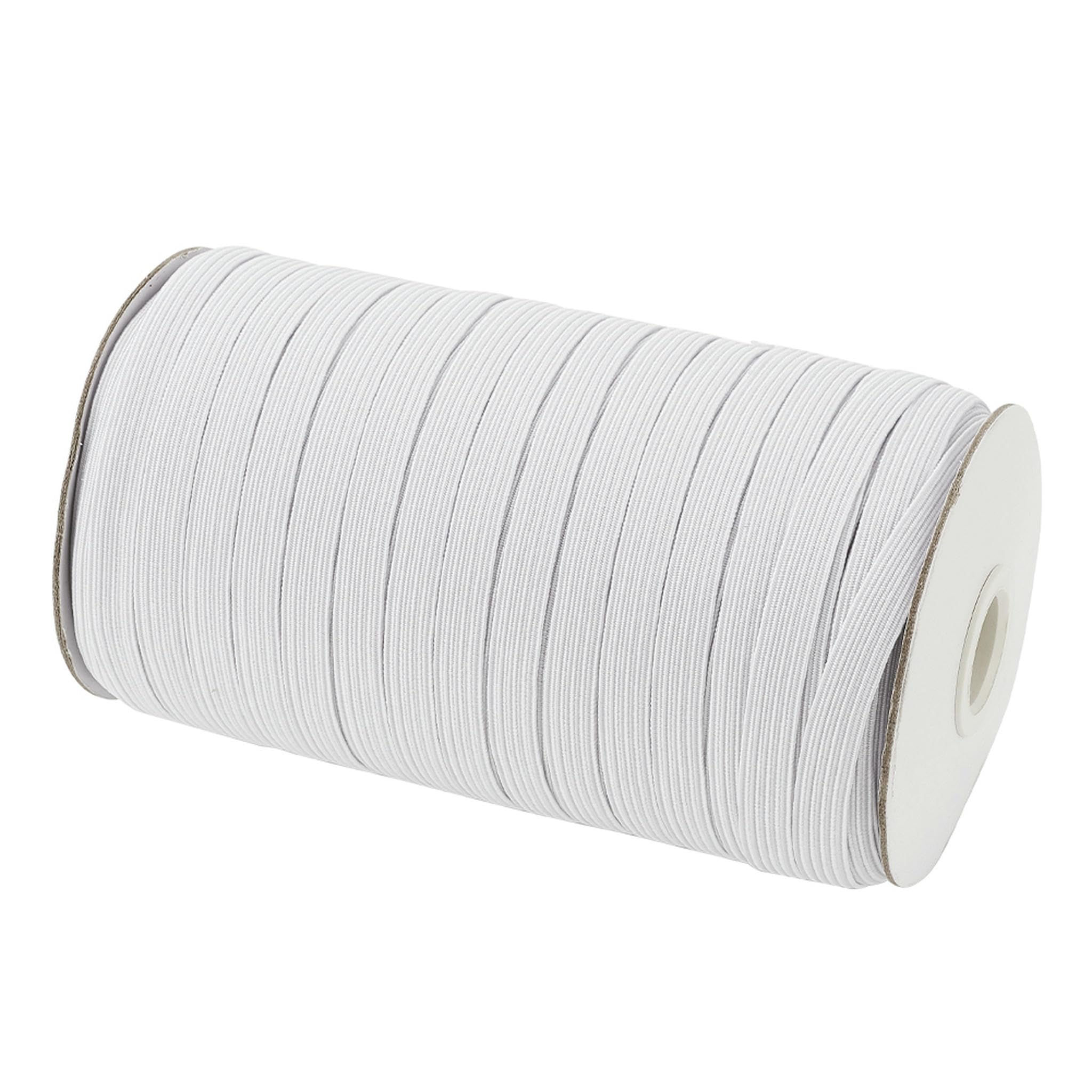 1 Rollo de Hilo elástico de Fibra Plana en Blanco y Negro, Hilo elástico para Manualidades, 4~14 mm, Blanco, 10 mm, 100 Yardas por Rollo