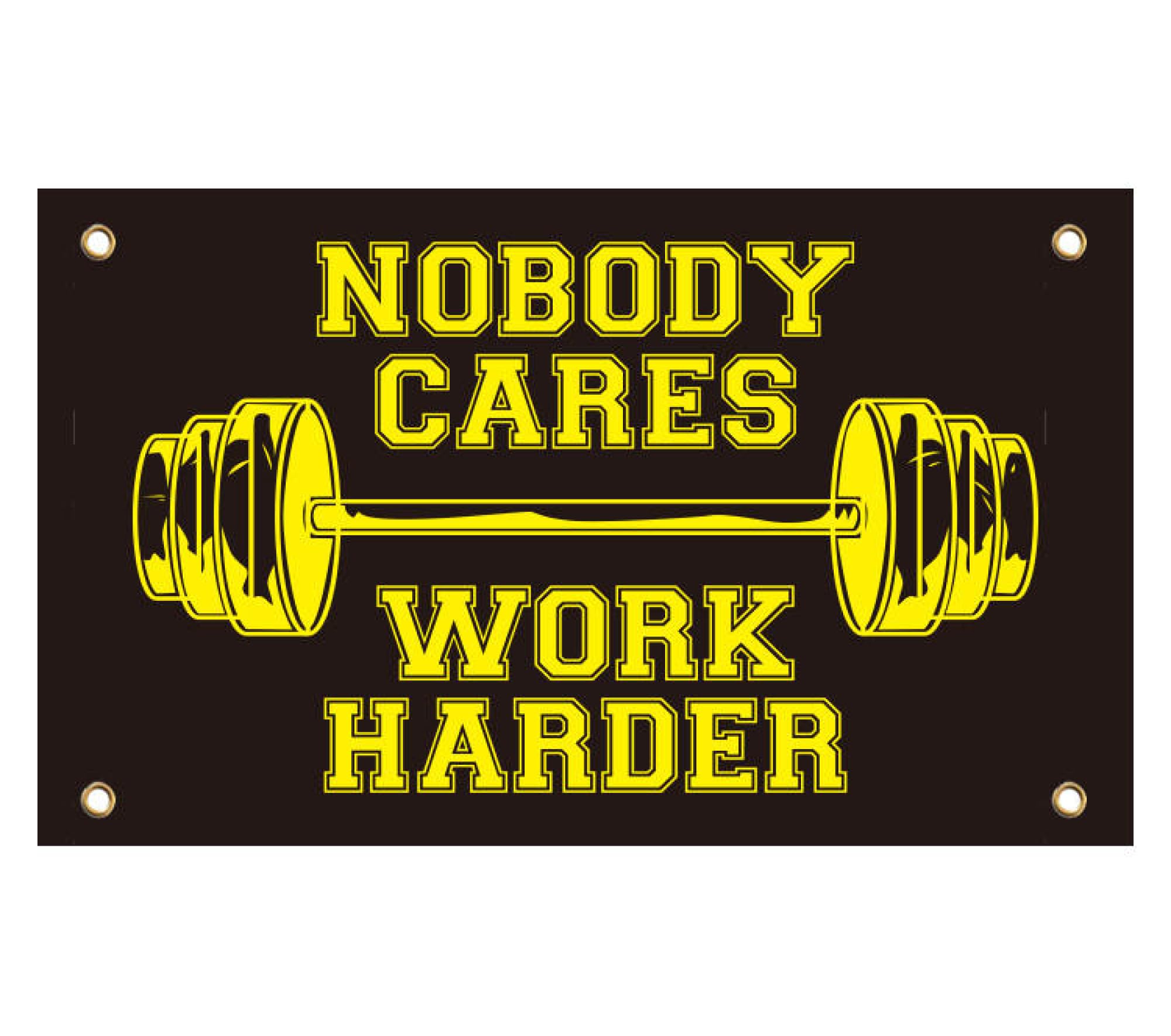 3x5 Feet Nobody Cares Work Harder Flag - Fade Resistant Garden Flag for Yard - Stay Motivated with Cool Motivation Art - Inspire Your Workout with this Banner - Perfect Fitnes Wall Decor for Gym