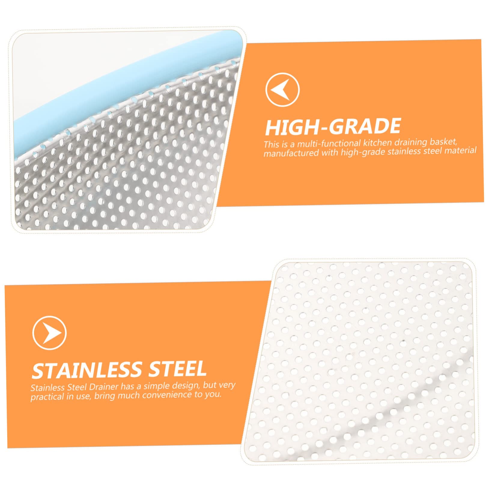 SHOWERORO 2piezas Escurridor De Acero Inoxidable Para Arroz y Verduras Cesta De Drenaje Multifuncional Malla Fina Para Fregadero Para Lavar Arroz y Ensaladas Cocina