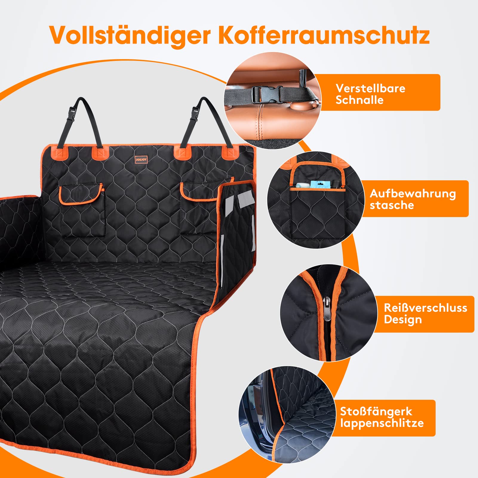 JOEJOY Telo Auto per Cani con Protezione Laterale e Paraurti, Universale Telo Cane Auto, Antiscivolo Impermeabile Resistente ai Graffi, per Telo Cane Auto per Station Wagon, Furgoni e SUV