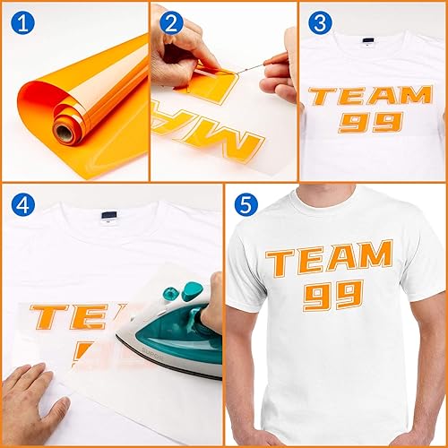 Vista 31 de HTV - Rollos de vinilo de transferencia de calor negro de 12 pulgadas por 8 pies, rollo en rollo para planchar en camisetas, fácil de cortar