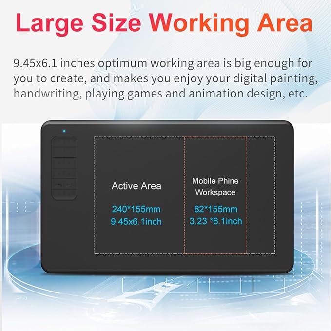 Tableta digitalizadora Rcniso G12 con 12 teclas de acceso rápido, área de dibujo de 240 x 155 mm, 8192 niveles de presión, compatible con iOS, Windows y software de diseño miniatura 5