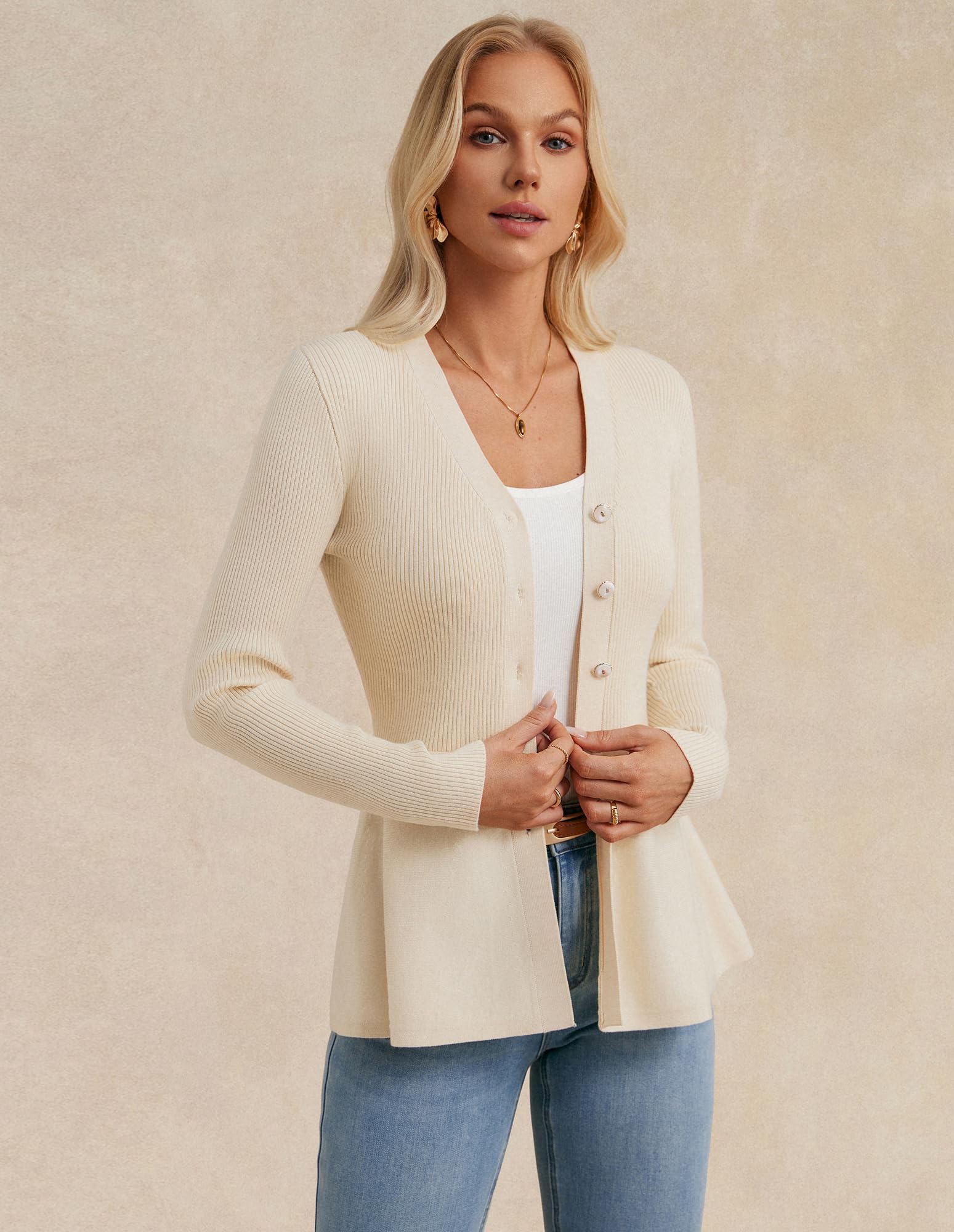 GRACE KARIN Cardigan da donna lavorato a maglia con scollo a V, elegante, vintage, linea ad A, per lavoro nel Regno Unito
