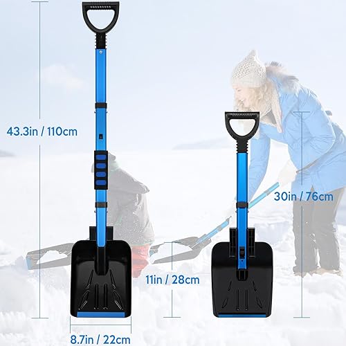 Miniatura 2 de COFIT - Pala de nieve retráctil, aleación de aluminio, herramienta de eliminación de barro de arena para el auto, para camping al aire libre y