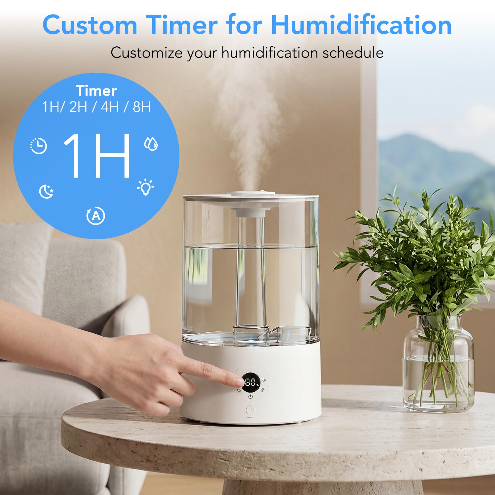 Amazon.com: Electactic 3.8L Top Fill Humidifier for Bedroom, Auto