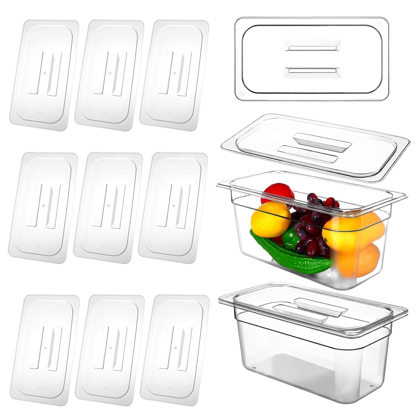 Couvercle polycarbonate 1/3 transparent empilable pour bac gastronorme de restaurant (Lot de 10)