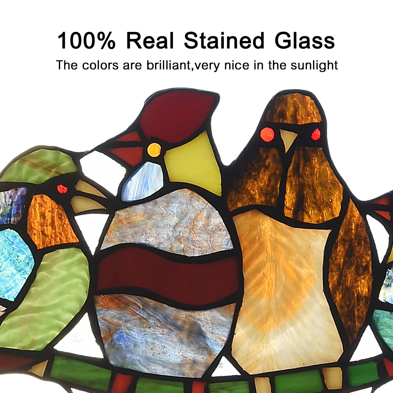 Capulina Buntglas-Vogel-Geschenke auf Ast, Fensterbehang, Tiffany-Stil, traditionelles Kunsthandwerk, Sonnenfänger für Oma, Mutter, Heimdekoration, Geschenke