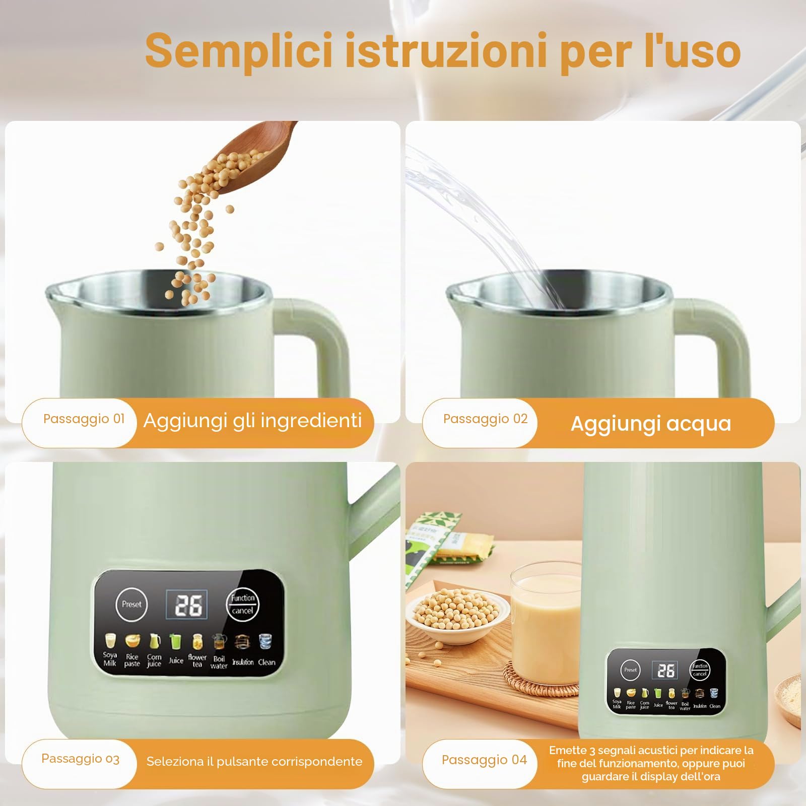 220v Macchina Per Latte Vedetali, 600ml Macchina Automatica Del Latte Di Noci, Latte Vegetale Fatto In Casa Senza Lattosio, Multifunzionale E Salute Macchina Per Latte Di Soia per Avena, Soia, Noci