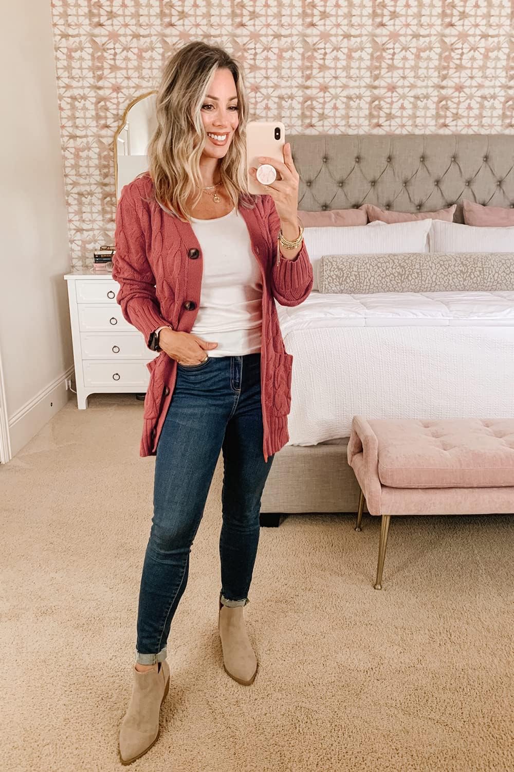 PRETTYGARDEN Women's Open Front Cardigan Sweaters Fall Fashion Button Down Cable Knit Chunky Winter Clothing Outerwear Coats - Image 8