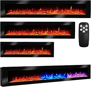 Elektrokamin Wandkamin Giulietta 150cm mit LED Flammensimulation - Farbwechsel - inkl. Fernbedienung, Timer & Dimmer Max.1800 Watt - Elektrischer Kamin Heizung Heizlüfter Glasfront