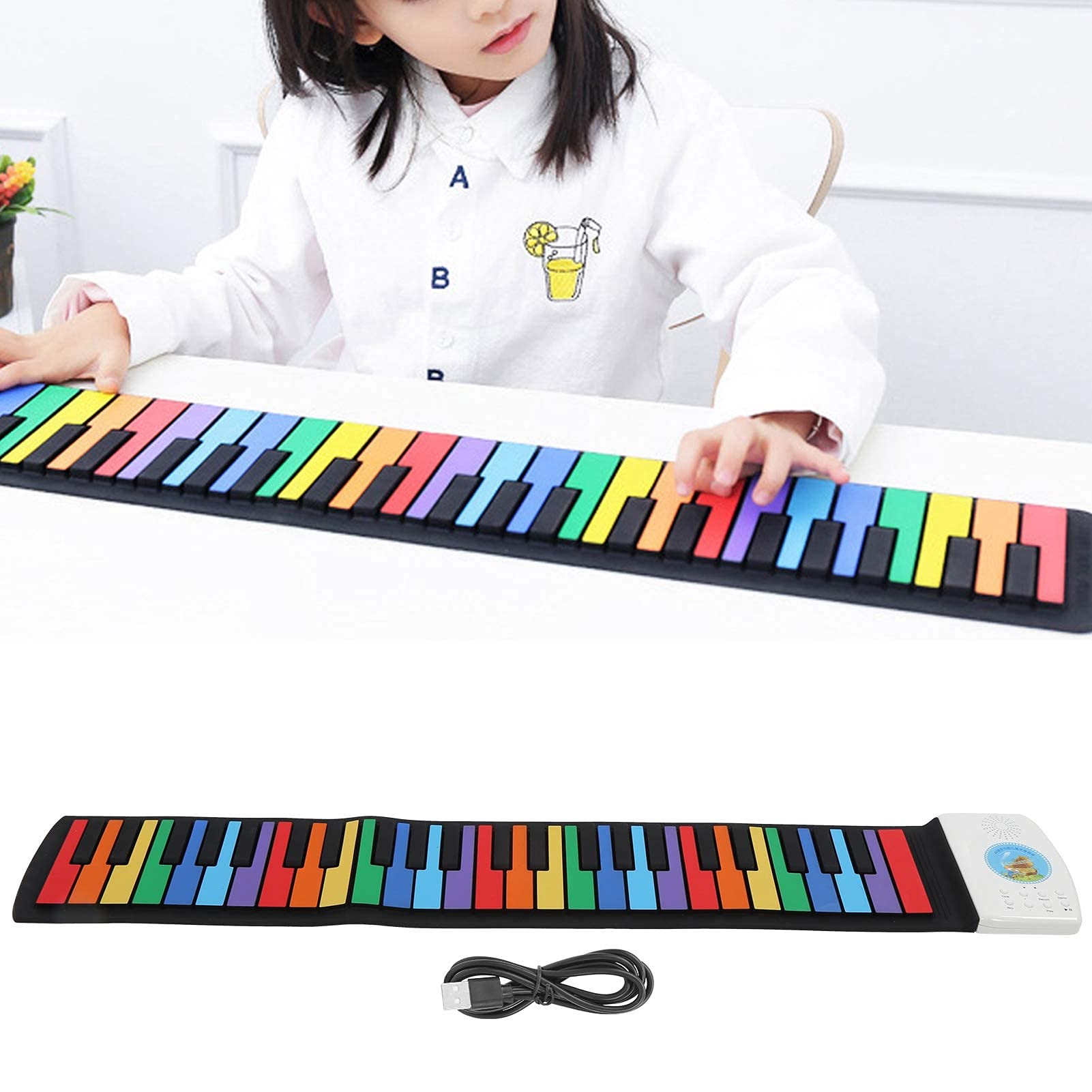 Draagbare Oprolbare Piano, 61-toetsen Oprolbaar Zacht Siliconen Flexibel Elektronisch Digitaal Muziektoetsenbord Geschikt Voor Pianobeginners