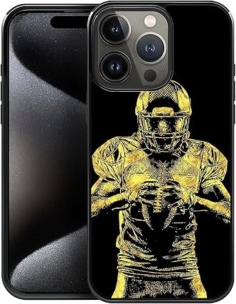 Case Compatible with iPhone 16 Pro,American Football Covers for Men/Boys,Four Side Frame Anti-Skid Soft Silicone Shockproof Protective Case for iPhone 16 Pro