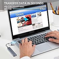 Vista 6 de PANPEO Aluminio 7 en 1 USB C y USB Hub con USB 3.0, puertos USB 2.0 para PC/portátiles/MacBook Pro/Air/iMac/iPad y más dispositivos