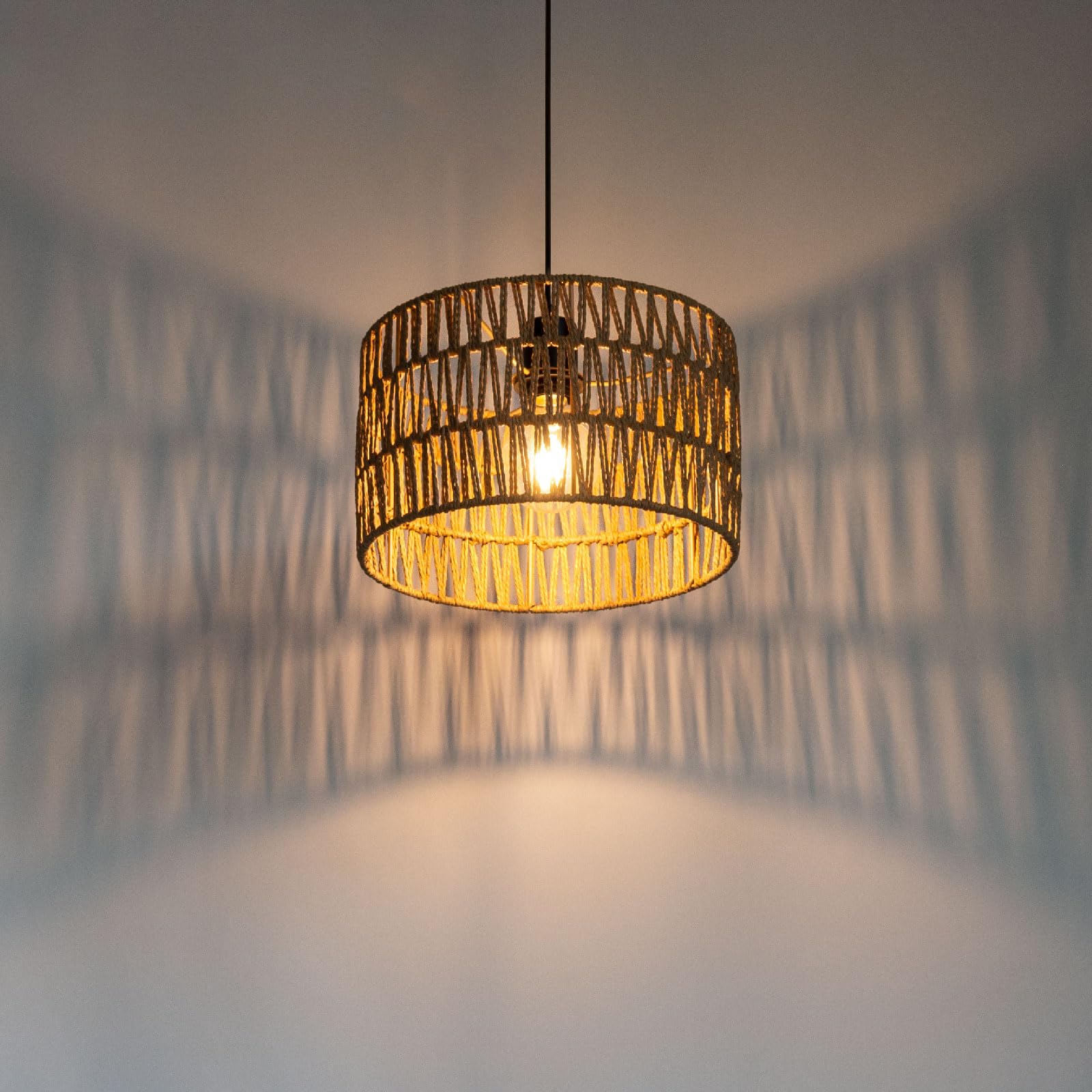 Paralume in rattan boho – un must have per tutti coloro che amano il proprio stile creativo (marrone, 30 da. x 18 h)