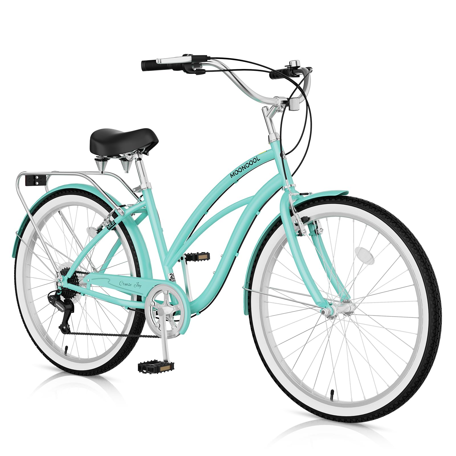 LILYPELLE Beach Cruiser Bike for Women Men, 24 26 inch Womens Bike with Rack, 7-Speed Comfort Cruiser Bicycle Step Through for City Commuter, Retro Bicycle for Seniors Ladies Adults