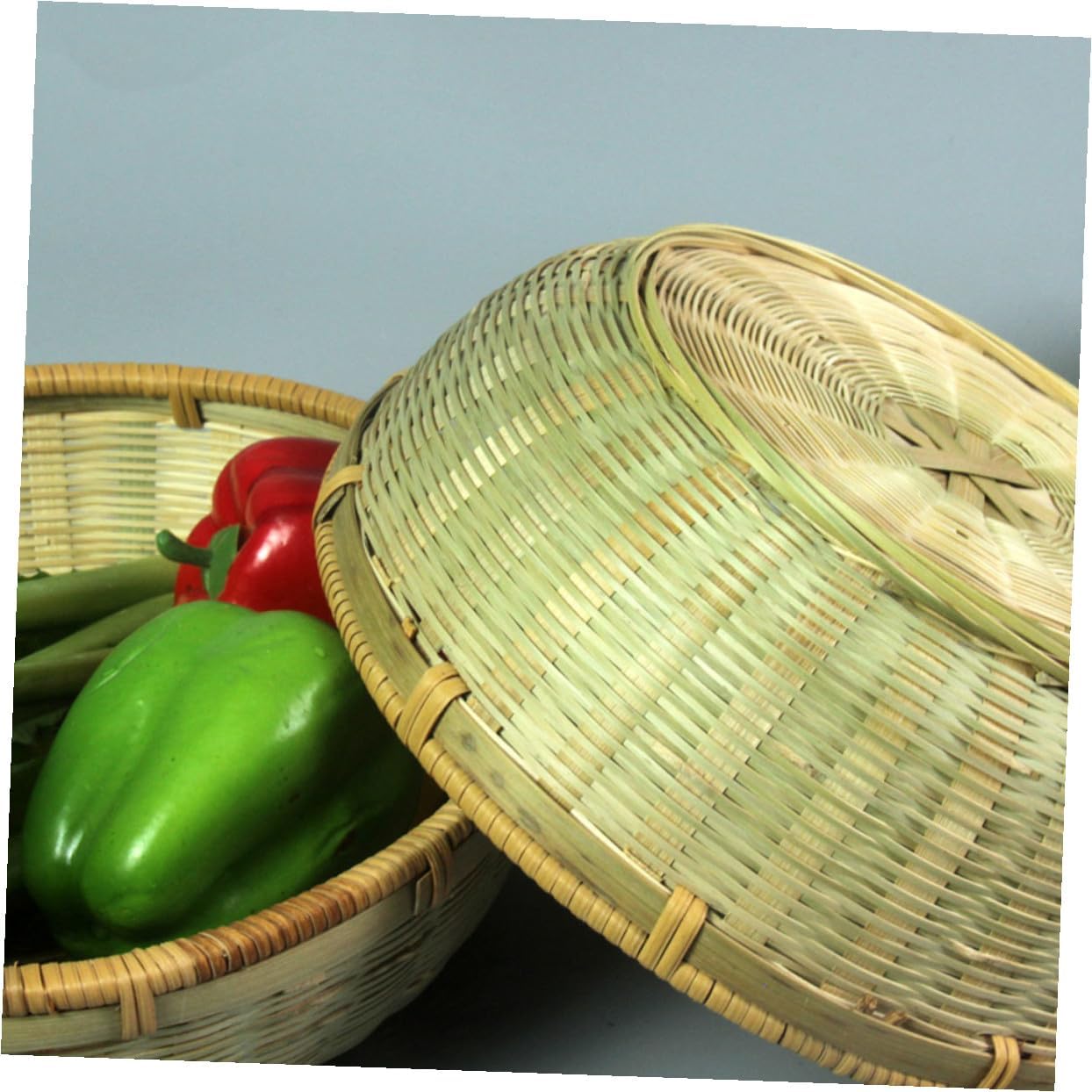 Bread and Fruit Basket Set, 3pcs Household Storage Organizer, Natural Woven Kitchen Basket for Food Serving and Vegetable Drainage