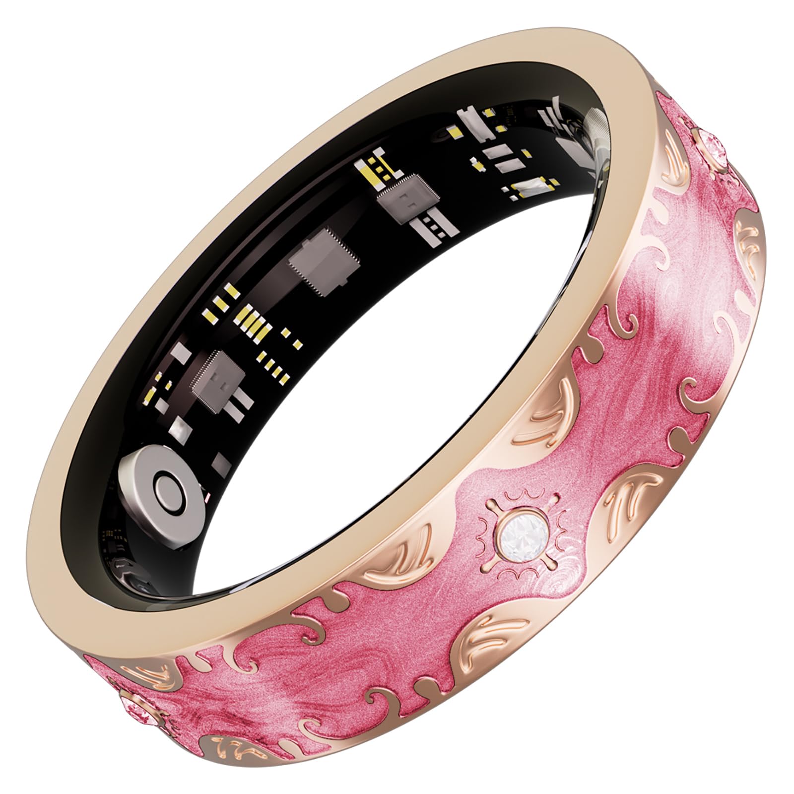 Womens Smart Ring Health Tracker Heart Rate Sleep Monitor 100+ Sports Modes Diamond Ladies Smart Ring for Women Pedometer Smart Rings for Android iOS Colorful Enamel Ring-image-17