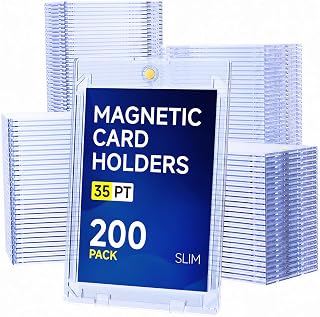 200ct Magnetic Card Holder, 35pt Slim One Touch Card Holder, Hard Plastic U-V Protectors, Mag Hard Case for Trading, Sports, Game, Football, Baseball Cards