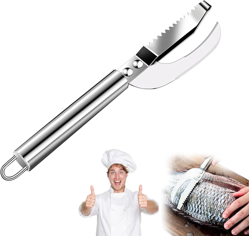PCTC Stainless Steel Fish Maw Knife,3 In 1 Fish Maw Knife | Multifunction Fish Scale Knife fish scale remover Household Kitchen Fish Scale Tool
