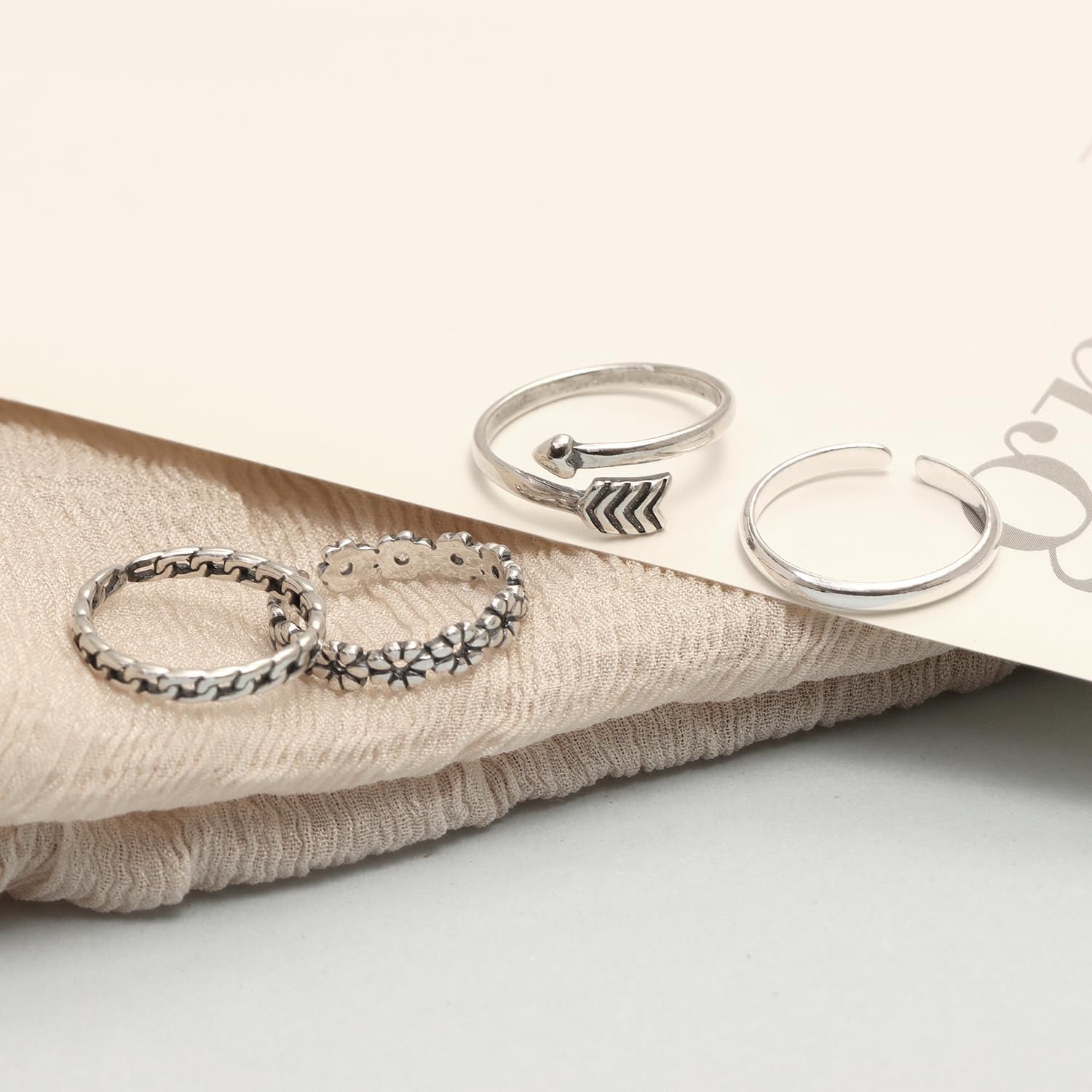 LeCalla 925 Sterling Silver Minimalist Toe Rings Set of Toe Ring Lightweight Antique Adjustable Open Toe Rings Band Ring Summer Beach Foot Jewelry Set for Women
