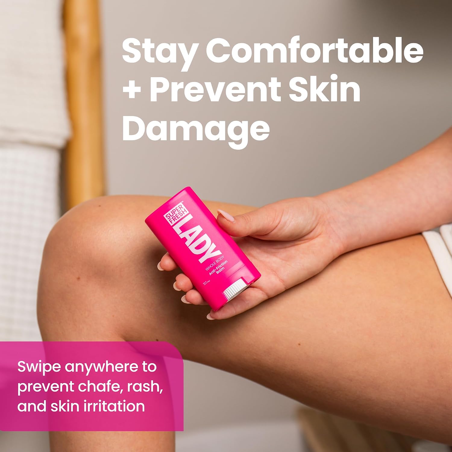 Super Fresh Lady Anti-Chafe Stick, Unscented, Aloe, No-Mess Glide, 1.34 oz image 2