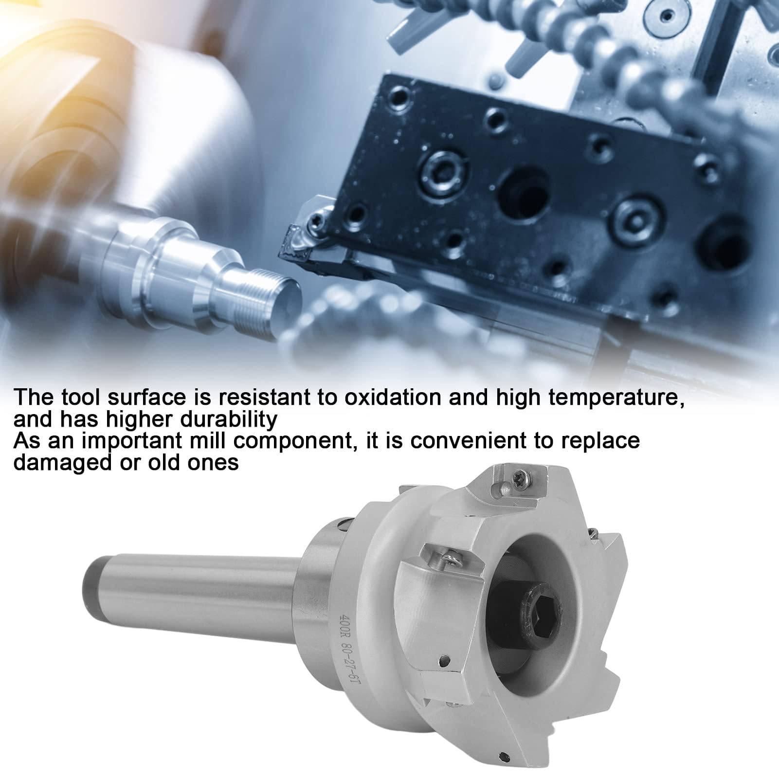 Ensemble Support Fraise Face Milling Tooling MT3 FMB27 BAP 400R 80 27 6T avec Inserts 1604APMT