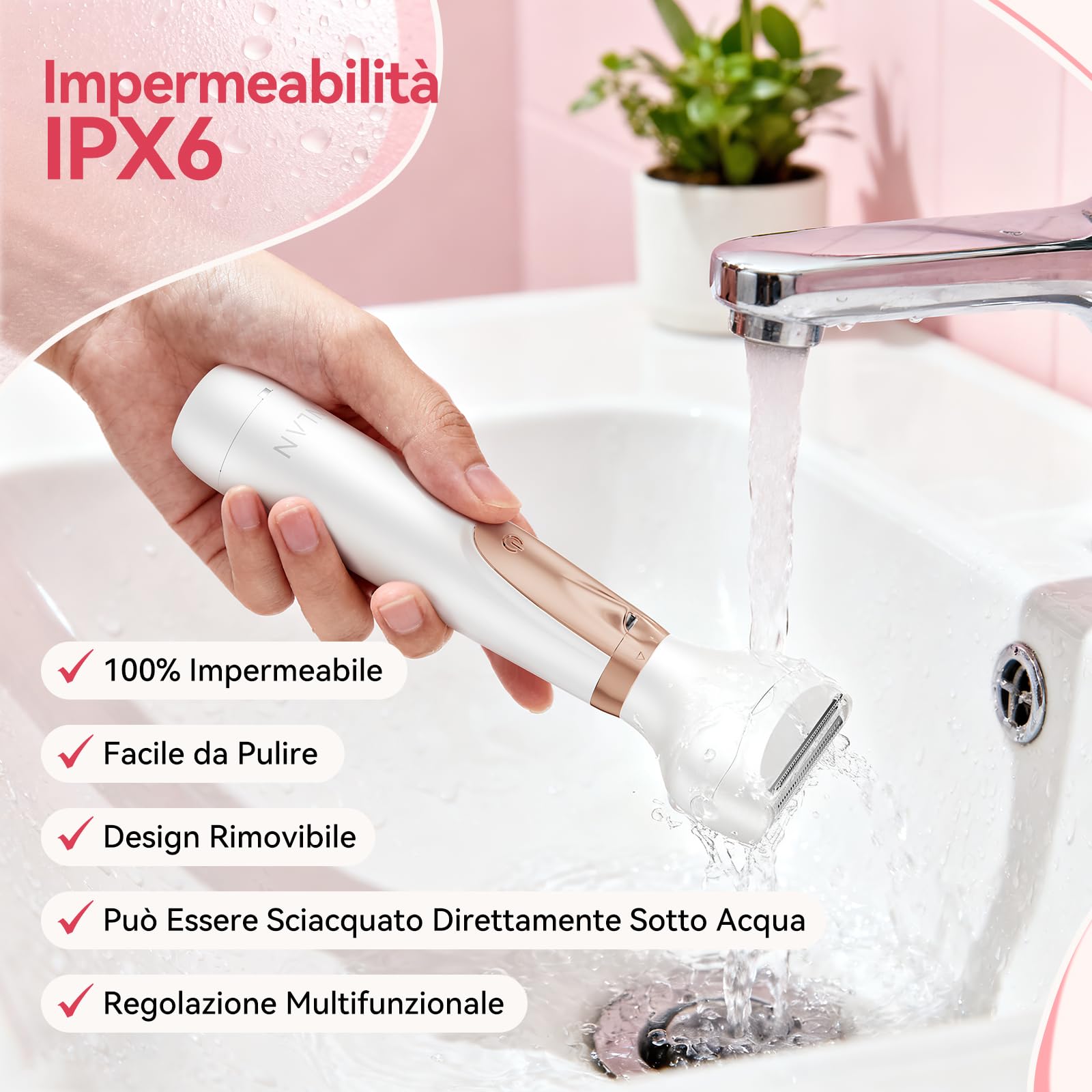 ANLAN Rasoio Elettrico Donna 4-in-1 Depilatore Corpo Donna Kit Rasoio Intimo con LED Display, IPX6 Impermeabile Rasoio Elettrico Corpo per Viso, Corpo e Inguine 90 Minuti di Autonomia
