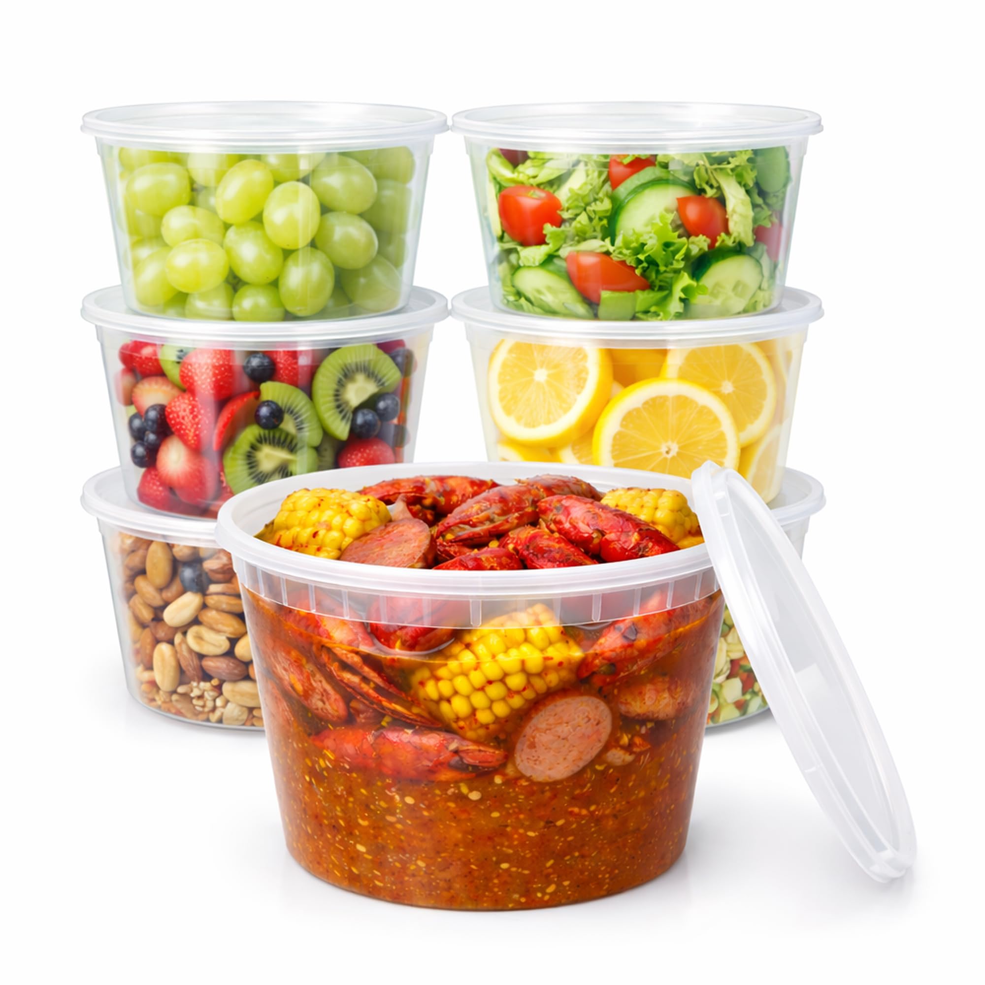 12 oz. Contenedor de plástico translúcido para microondas y tapa Combo Pack-12 juegos
