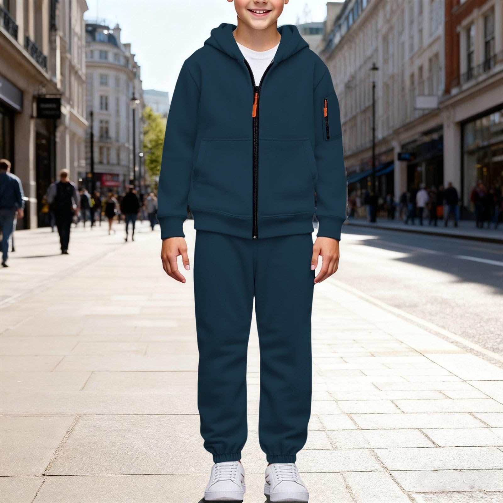 Kinder Trainingsanzug Mädchen Jungen Langarm Hoodie Pullover Hosen Outfit Winter Sportanzug mit Tasche Sportbekleidung Jogginganzug Mädchen Kinder Sportanzug Trainingsanzug Bekleidungssets 2-14 Jahre