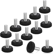 Teaaha 12 PCS Furniture Leveling Feet Adjustable 6mm Thread Furniture Feet Levelers, Heavy Duty Leveling Feets Screw on for Table Cabinets Chairs Bar Stool Desk Dresser Wood Legs (M6)