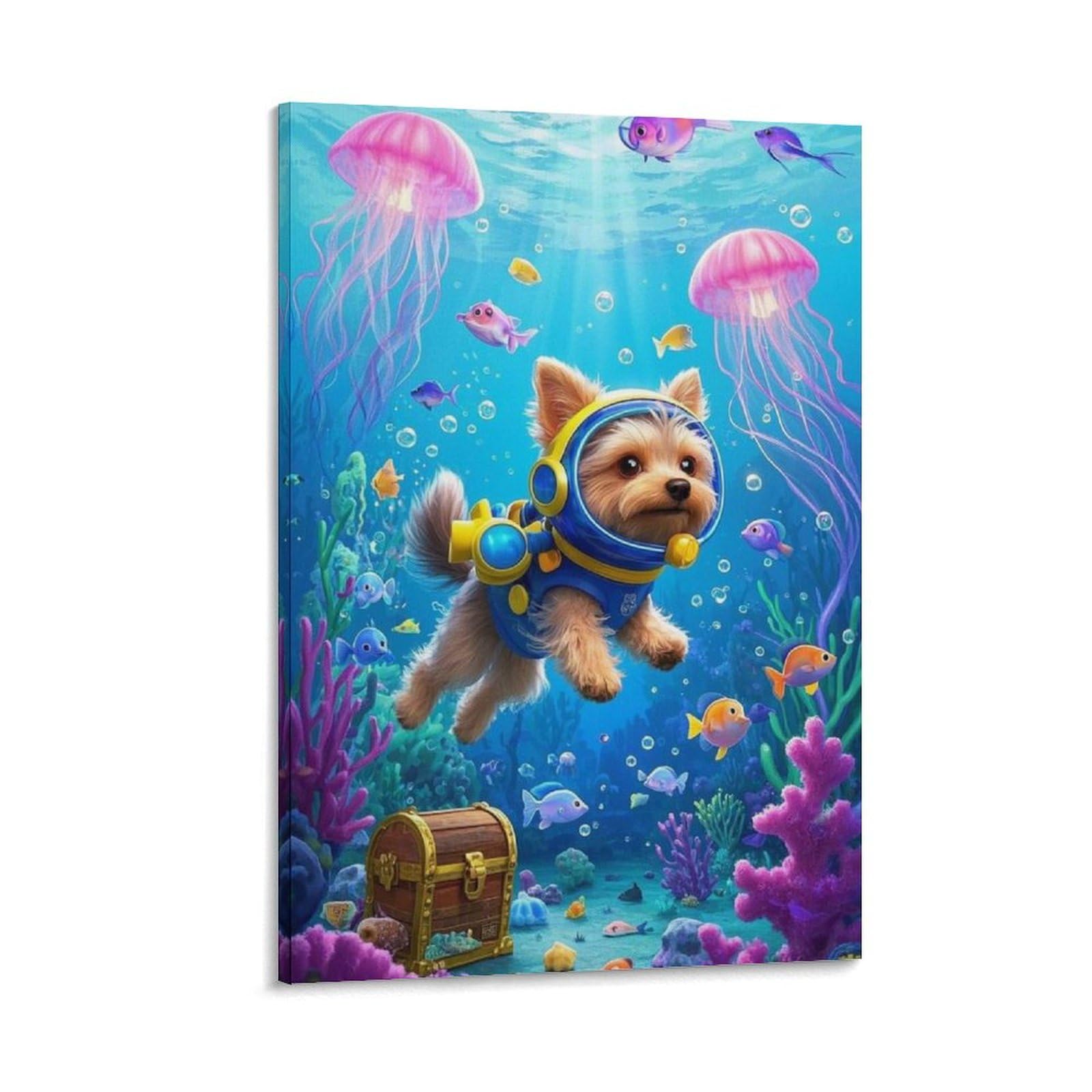 Impression sur toile Yorkshire Terrier haut de gamme déco murale premium 16x24inch - 6