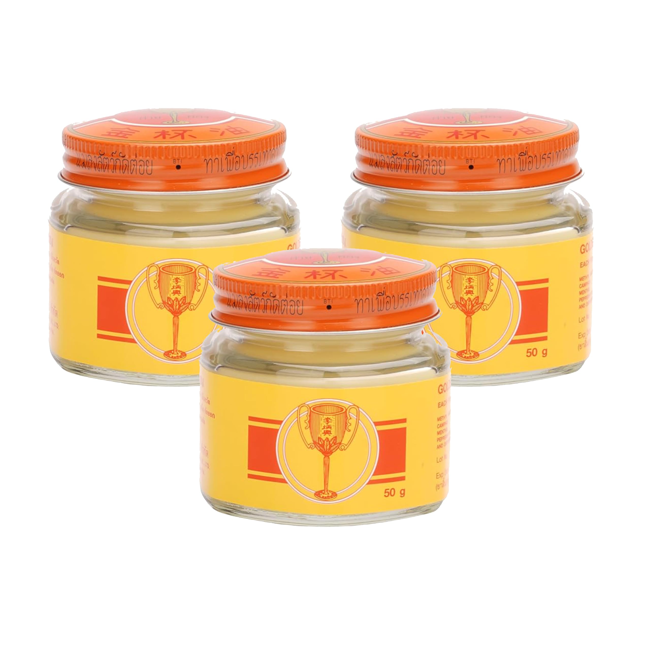 GOLDEN CUP Pain Relief Thai Balm Made In Thailand 50g (Pack Of 3)