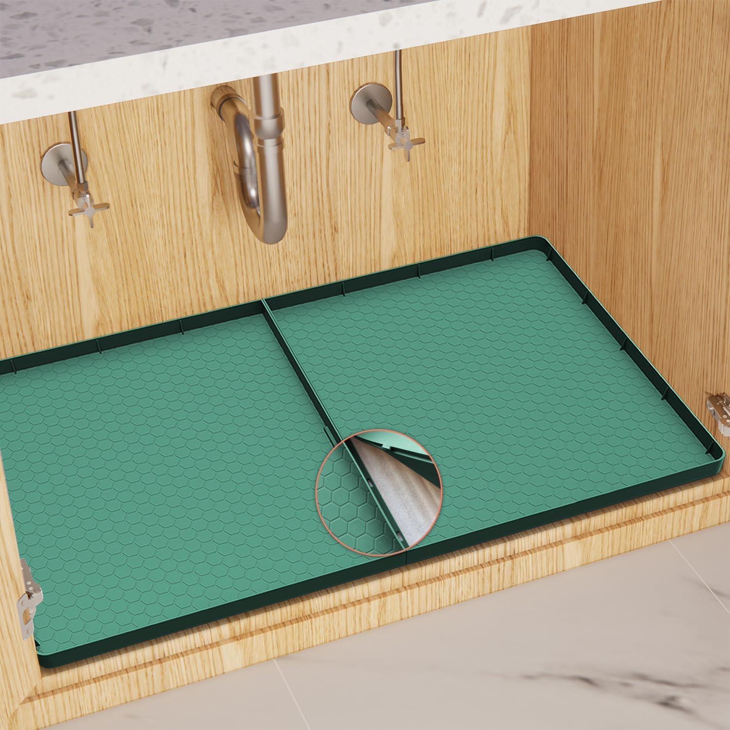 Under Sink Mat, Upgrade 2 PCS Set Interlocking Kitchen