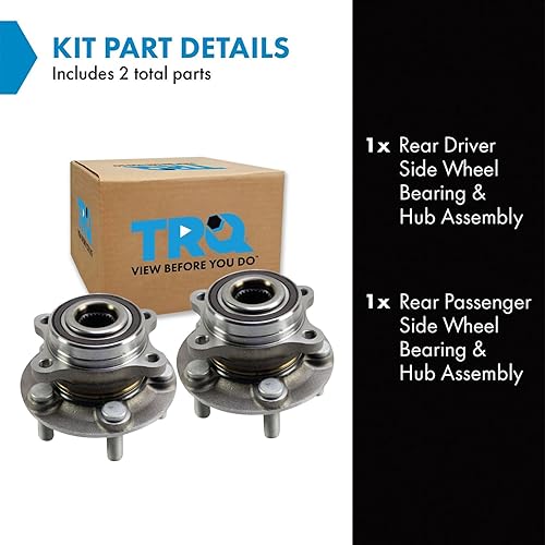 Vista 120 de TRQ Juego de 2 rodamientos de rueda trasera y conjunto de cubo con sensor ABS compatible con Ford Transit Connect 2014-2018