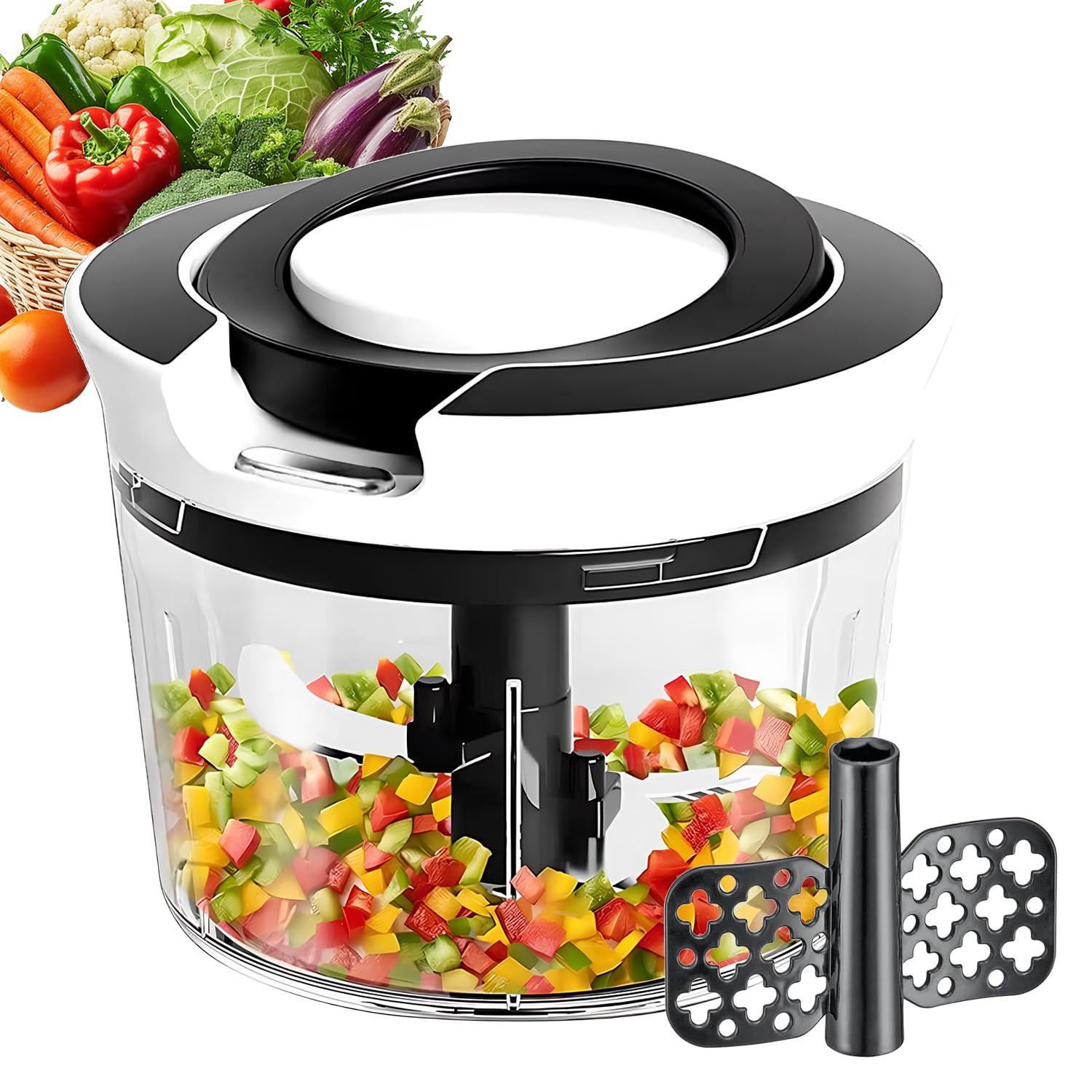 Imagen del producto: CHEFOLLA picador manual 2 en 1 con batidor, 900 ml