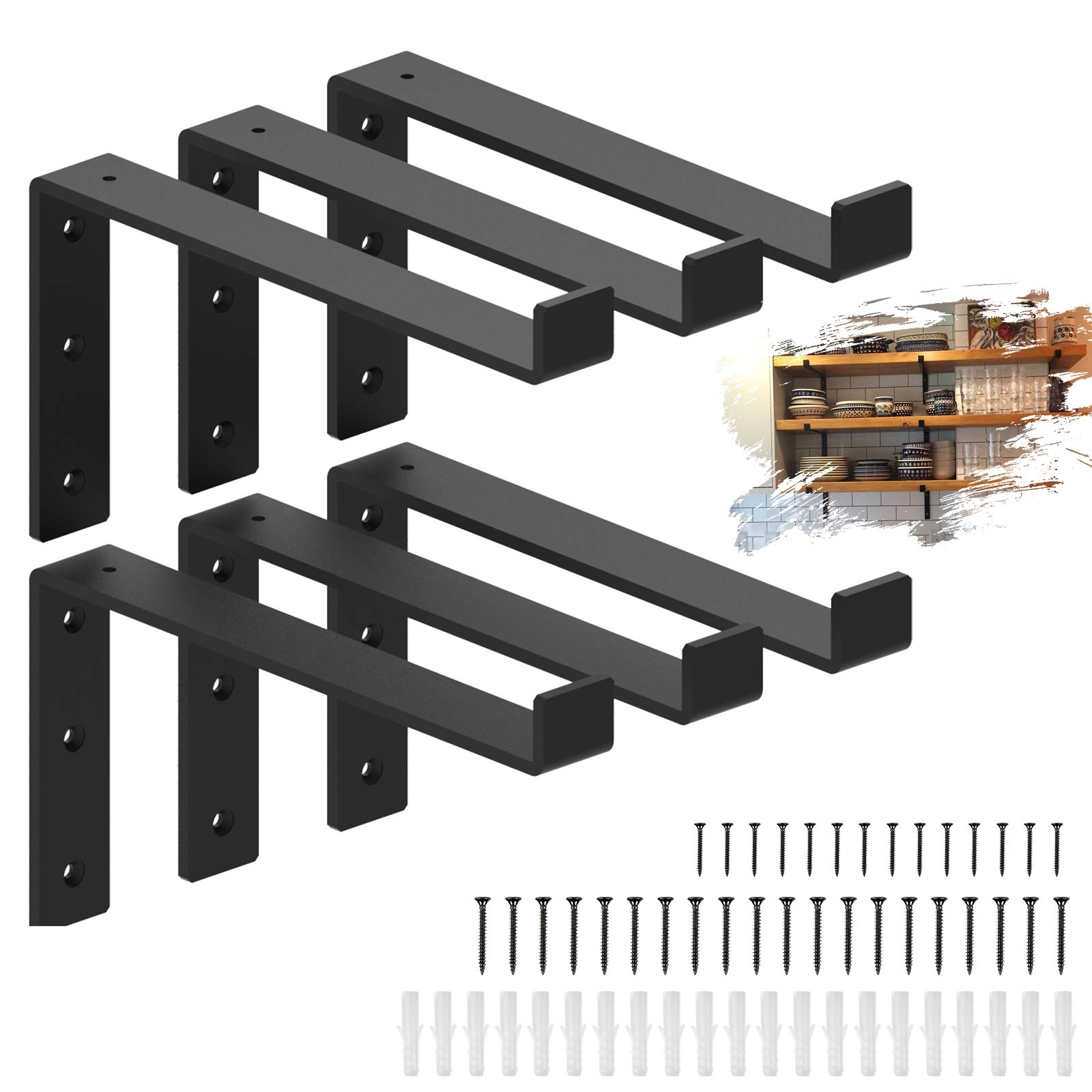 Buy Shelf Brackets 1/4" (6mm) Extra Thick Heavy Duty Black Metal