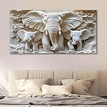 Canvas wall art Large Elephant Family - Living Room, Bedroom Home Decoration - Abstract Natural Animal Landscape Decoration Mural Printing -146x73cm