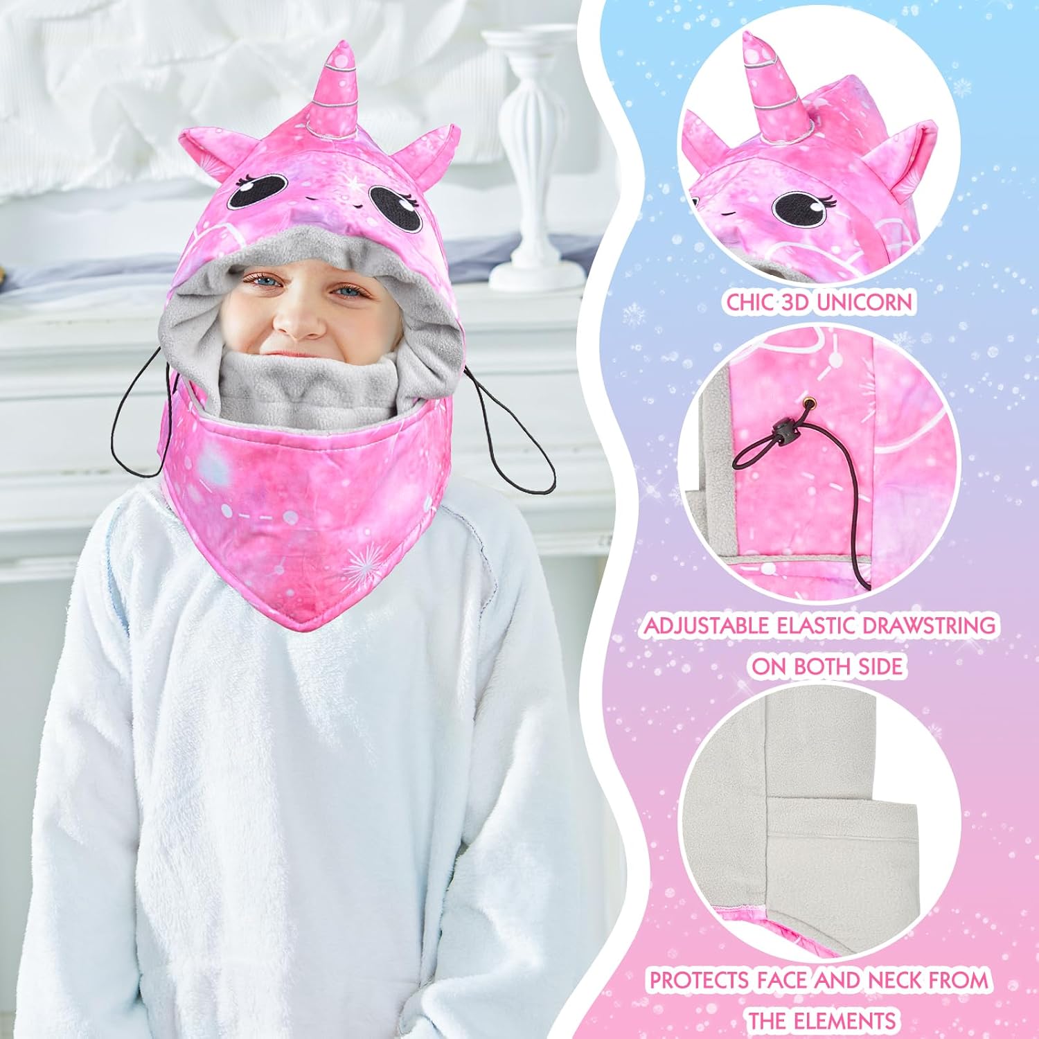 Kids Winter Windproof Hat, Unisex Children Heavyweight Balaclava for Kids, Ski Mask with Thick Warm Fleece Face Cover - Image 2