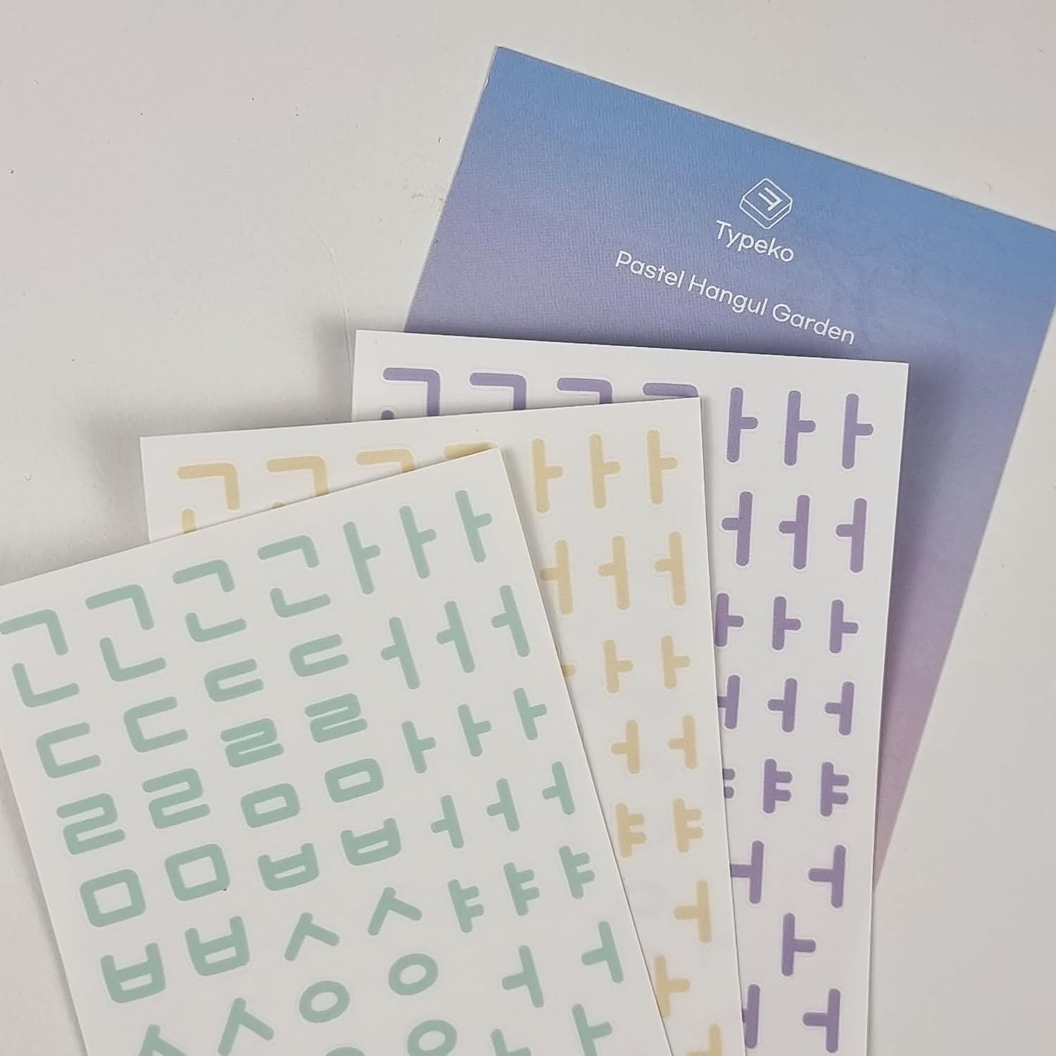 Pastel Hangul Garden Korean Alphabet Stickers, 6 Colors 12 Sheets, Transparent Hangul Sticker Collection for Journaling, Korean Language Learning, K-pop Decoration (Rounded Font)