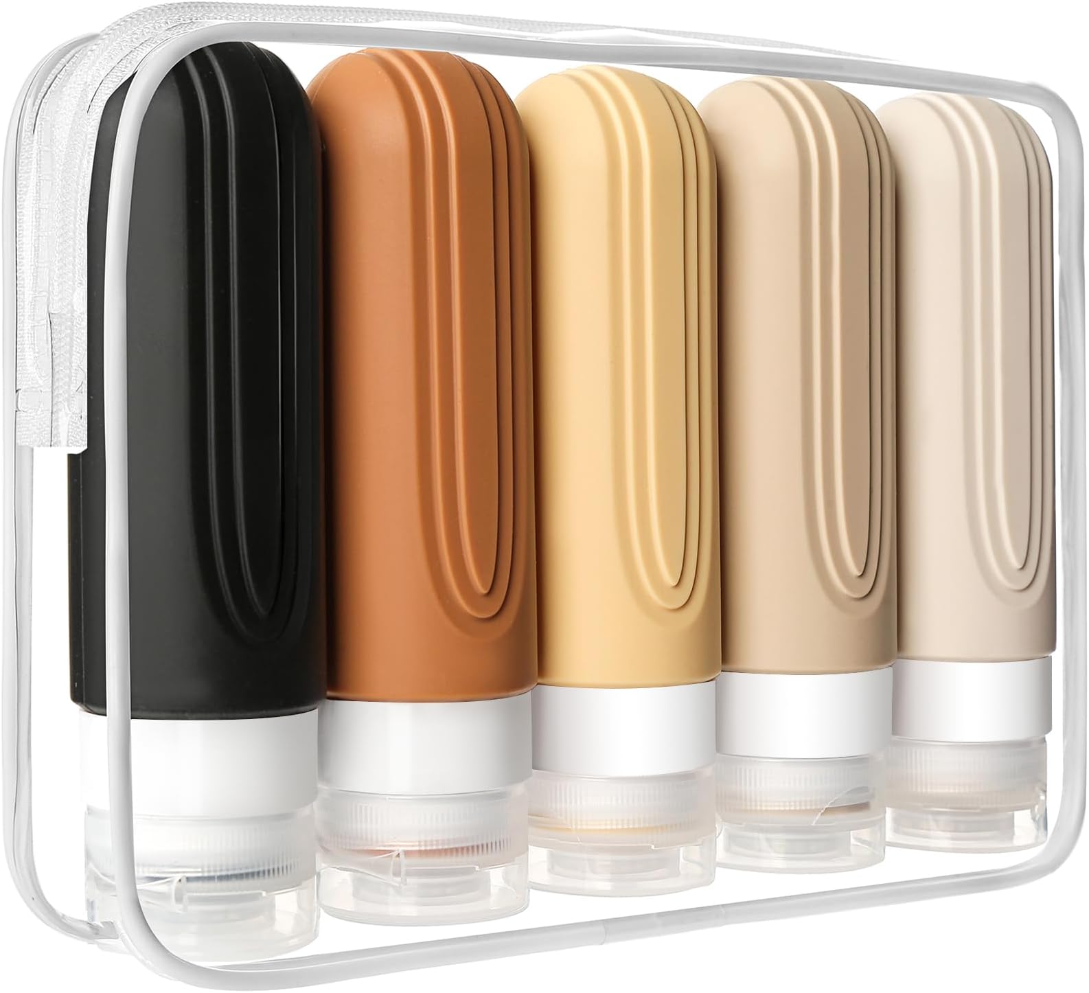 Travel Bottles for Toiletries, 5 Pack TSA Approved Travel Size Containers, 3oz Leak Proof Refillable Travel Accessories for Shampoo Conditioner, BPA Free Travel Bottles with Toiletry Bag
